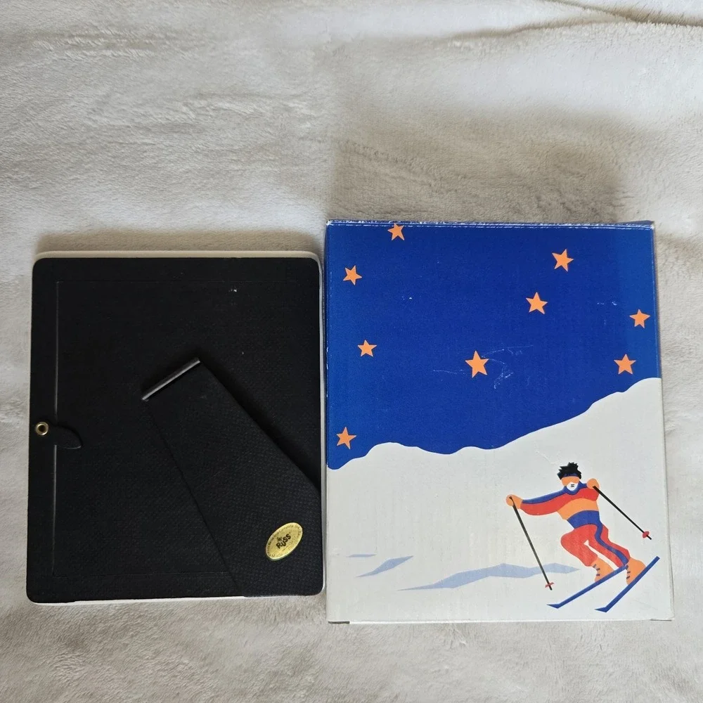 VTG Russ Berrie Ski Club Ceramic Picture Frame 3.5x5